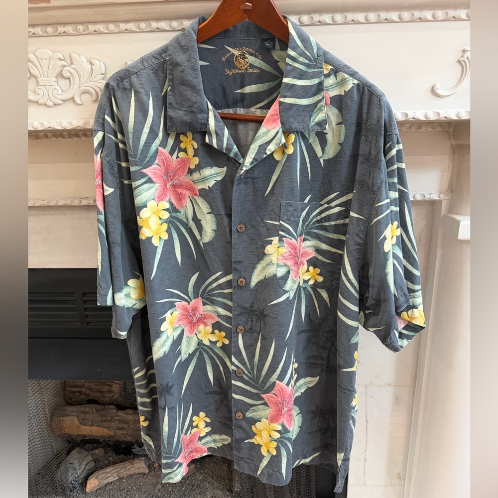 Eclectic Grandpa Eagle Dry Goods 100% Silk Hawaiian Floral Shirt XL Luxe